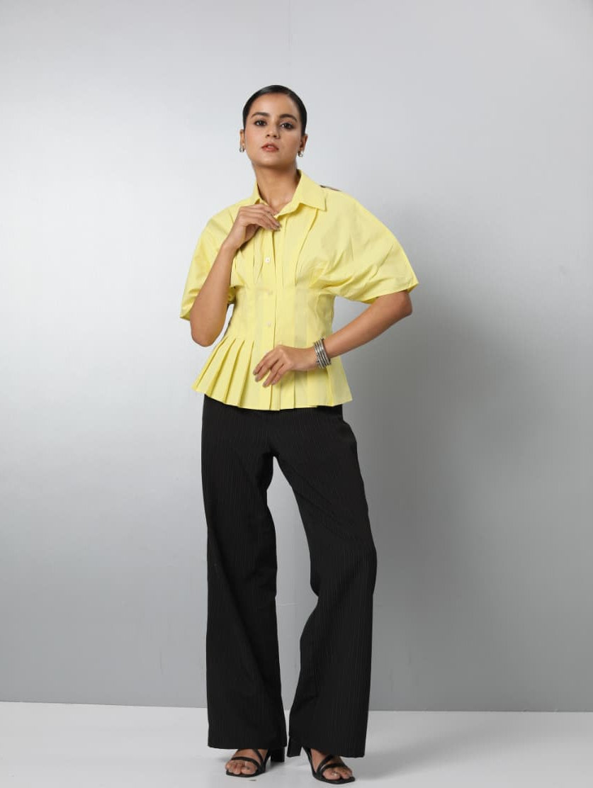 Short Sleeve Pleated Blouse