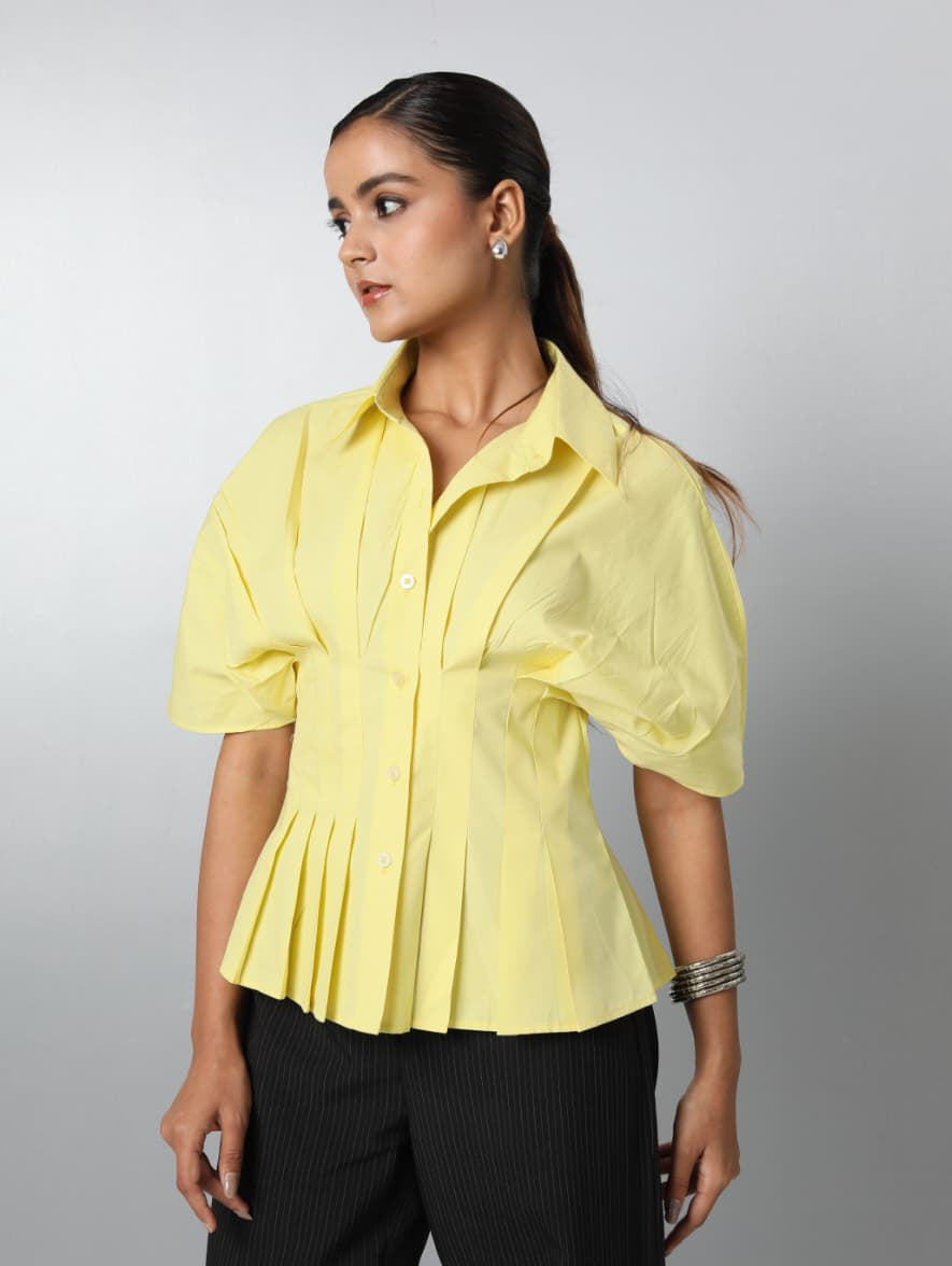 Short Sleeve Pleated Blouse